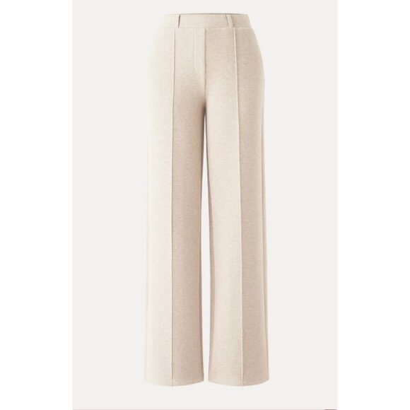 OGL FuzzLuxe High Waisted Straight Leg Pull On Pant Sz Medium Beige Stretchy Sof - Picture 1 of 5